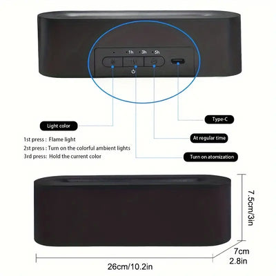 Simulated Flame Humidifier with 3D Fire Effect & USB Power