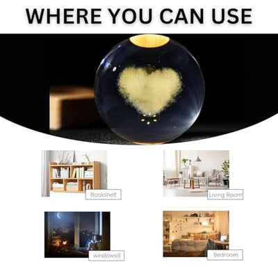 3D Love Heart Crystal Ball Night Lamp