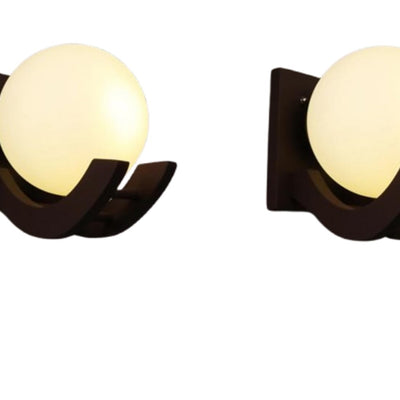 ONECYA ROYAL FANCY Traditional Indoor Wall Light Brown Color Globe Shape E27 Holder Upto 100-Watts Made in India (Bulb Not Included) Pack of 1(Wood) (Antique, 1)