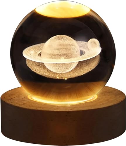 Hamsa 3D Deer Crystal Ball Ornament with Snowflake Stars, with Wooden Base(Deer 16 Color Changing)