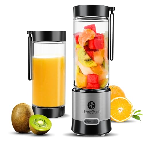 HOMEBASIC Portable Blender with Sipper Jar (500ML) for Kitchen Smoothies Juices Shakes Crushing Ice Baby Food (HB-R100)