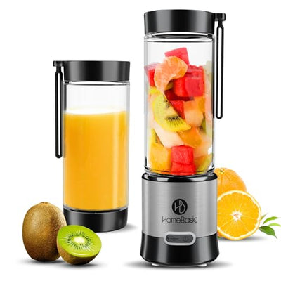 HOMEBASIC Portable Blender with Sipper Jar (500ML) for Kitchen Smoothies Juices Shakes Crushing Ice Baby Food (HB-R100)