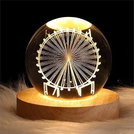 3D Galaxy Crystal Ball Night Lamp – Solar System LED USB Table Lamp with Crystal Dolphin & Moon Light – Colorful Home Decor Gift for Teens, Boys & Girls (Crystal-Earth-lamp)