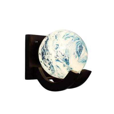ONECYA ROYAL FANCY Traditional Indoor Wall Light Brown Color Globe Shape E27 Holder Upto 100-Watts Made in India (Bulb Not Included) Pack of 1(Wood) (Antique, 1)