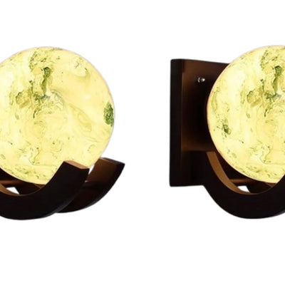 ONECYA ROYAL FANCY Traditional Indoor Wall Light Brown Color Globe Shape E27 Holder Upto 100-Watts Made in India (Bulb Not Included) Pack of 1(Wood) (Antique, 1)