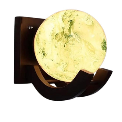 ONECYA ROYAL FANCY Traditional Indoor Wall Light Brown Color Globe Shape E27 Holder Upto 100-Watts Made in India (Bulb Not Included) Pack of 1(Wood) (Antique, 1)