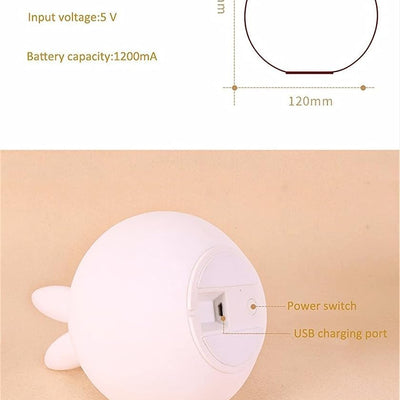 MOGADGET Night Lamp for Kids,Silicone Cute Little Rabbit LED Table Lamp, Birthday Gift for Kids (2-5 Years), Colour Changing with USB Rechargeable Night Light(Rabbit Lamp), Multicolour