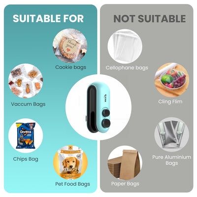 Seznik Portable Mini Sealing Machine, Handheld Packet Sealer for Food, Snacks, Chips, Fresh Storage, Plastic Bags Sealing Machine, 1 YEAR Warranty (SZ-PS03)