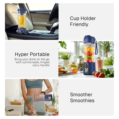 HOMEBASIC Portable Blender with Sipper Jar (500ML) for Kitchen Smoothies Juices Shakes Crushing Ice Baby Food (HB-R100)